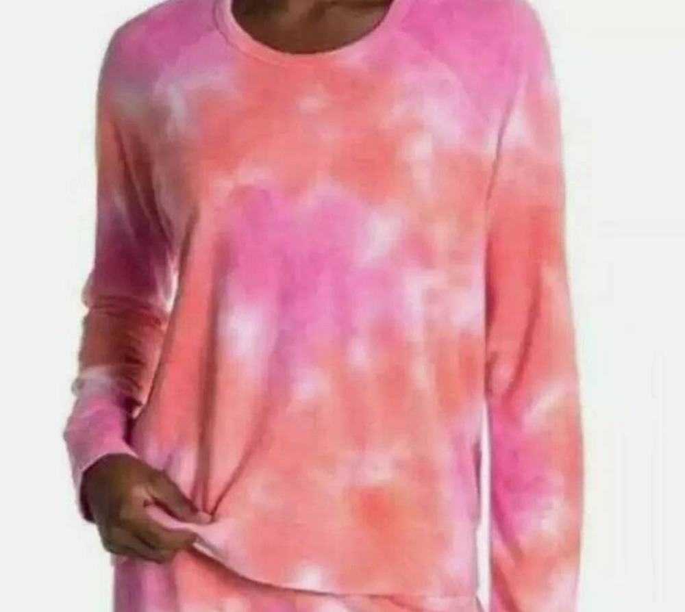 Sundry Womens Sweatshirt Size SMALL Pink Apricot Tie Dye NEW Raglan Scoop Neck